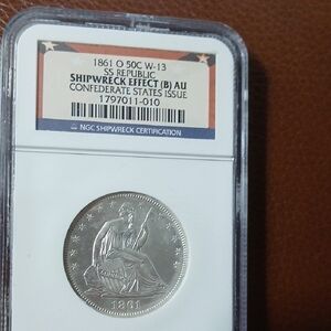 1861 Silver Coin with Shipwreck Effect
